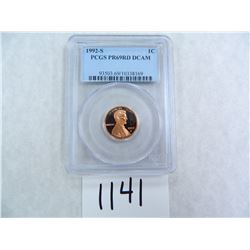 1992-S One Cent PCGS graded PR69 RD DC