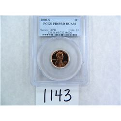 TWO (2) 2000-S One Cent PCGS graded PR69 RD DC