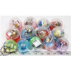 BOX OF 13 ASSORTED VENDING MACHINE EGGS.