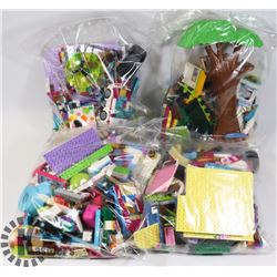 4 BAGS OF VARIOUS LEGO PIECES/SETS USED