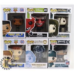 LOT OF 6 ASSORTED FUNKO POP VINYL FIGURES.