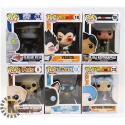 LOT OF 6 ASSORTED FUNKO POP VINYL FIGURES.