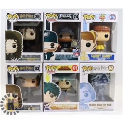 LOT OF 6 ASSORTED FUNKO POP VINYL FIGURES.