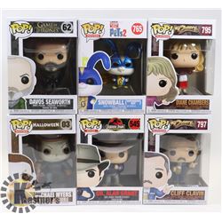 LOT OF 6 ASSORTED FUNKO POP VINYL FIGURES.