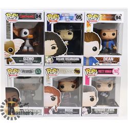LOT OF 6 ASSORTED FUNKO POP VINYL FIGURES.