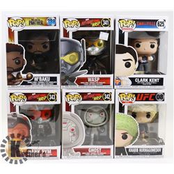 LOT OF 6 ASSORTED FUNKO POP VINYL FIGURES.