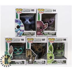 LOT OF 5 VARIOUS FUNKO POP COLLECTIBLE FIGURES