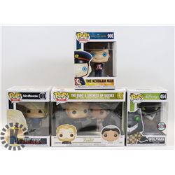 LOT OF 4 VARIOUS FUNKO POP COLLECTIBLE FIGURES