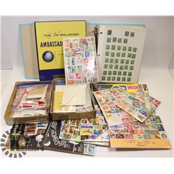 LARGE BOX OF STAMP COLLECTION .