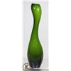 Image 1 : GREEN GLASS ART DECO STYLE VASE.