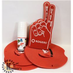 FLAT OF GREY CUP COLLECTIBLES, INCLUDES FOAM