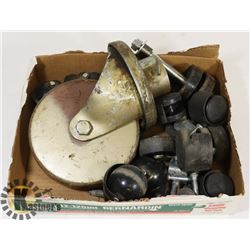 SMALL BOX OF ASSORTED CASTORS