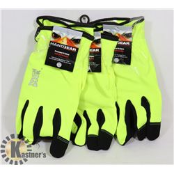 3 PAIRS OF SAFETY YELLOW HAND GEAR BY TOUGH DUCK