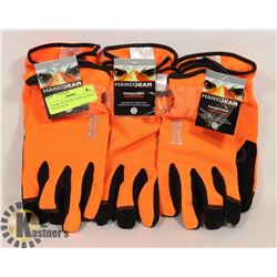 3 PAIRS OF ORANGE HAND GEAR BY: TOUGH DUCK