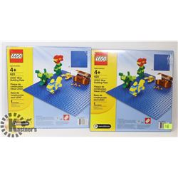LOT OF 2 LEGO BLUE BUILDING PLATES.