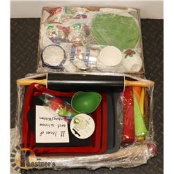 11 ITEMS OF ASST. SILICONE BAKING/KITCHENCHENWARE.