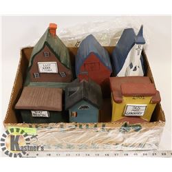 6 PIECE ASST FOLK ART BUILDINGS.