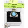 Image 1 : STAINLESS STEEL RING WITH OVAL BLUE INLAID GEM