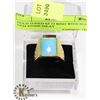 Image 1 : GOLD TONED SZ 12 RING WITH BLUE GEM STONE INLAY
