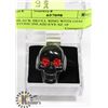 Image 1 : BLACK SKULL RING WITH GEM STONE INLAID EYE SZ 10