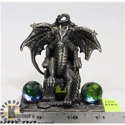 PEWTER DRAGON "THE DRAGON KING" W/ CRYSTAL
