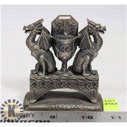 PEWTER DRAGON "THE CRYSTAL CHALICE" W/ CRYSTAL
