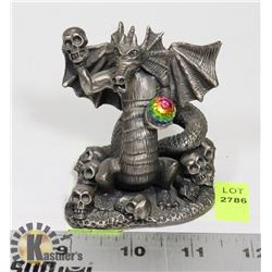 PEWTER DRAGON "THE DRAGON OF MYSTERY" W/ CRYSTAL