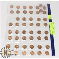 SHEET OF 1957 CANADIAN PENNIES.