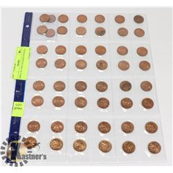 SHEET OF 1958 CANADIAN PENNIES.