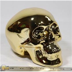 GOLD TONE SKULL PIGGY BANK