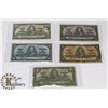 Image 1 : LOT OF FIVE 1937 BANK OF CANADA 1, 2, 5, 10 & $20