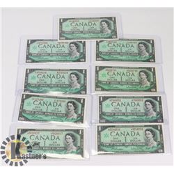 LOT OF NINE 1967 BANK OF CANADA WITH PREFIX $1