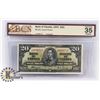 Image 1 : 1937 CERTIFIED BANK OF CANADA $20 DOLLARS NOTE,