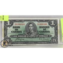 1937 CANADIAN $1.00 BANKNOTE.