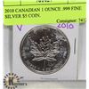 Image 1 : 2010 CANADIAN 1 OUNCE .999 FINE SILVER $5 COIN.