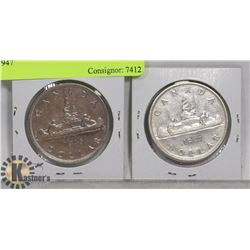 LOT OF 2 CANADA $1 COINS 1946, 1947