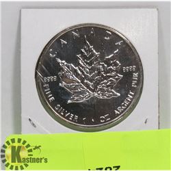 1992 CANADIAN 1 OUNCE .999 FINE SILVER $5 COIN.