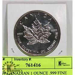 1999 CANADIAN 1 OUNCE .999 FINE SILVER $5 COIN.