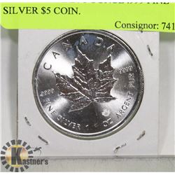 2017 CANADIAN 1 OUNCE .999 FINE SILVER $5 COIN.