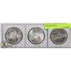 Image 1 : LOT OF 3 CANADIAN SILVER DOLLAR COINS.