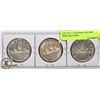 Image 1 : LOT OF 3 CANADIAN SILVER DOLLAR COINS.