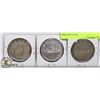 Image 1 : LOT OF 3 CANADIAN SILVER DOLLAR COINS.