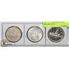 Image 1 : LOT OF 3 CANADIAN SILVER DOLLAR COINS.