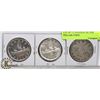 Image 1 : LOT OF 3 CANADIAN SILVER DOLLAR COINS.