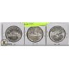 Image 1 : LOT OF 3 CANADIAN SILVER DOLLAR COINS.