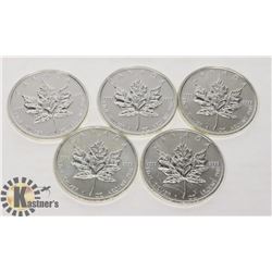 LOT OF 5 CANADIAN 2011 FINE SILVER .9999 $5 COIN.