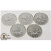 Image 1 : LOT OF 5 CANADIAN 2011 FINE SILVER .9999 $5 COIN.