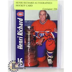 HENRI RICHARD AUTOGRAPHED HOCKEY CARD