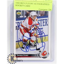 THEOREN FLEURY AUTOGRAPHED HOCKEY CARD