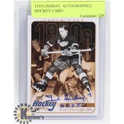 TED LINDSAY  AUTOGRAPHED HOCKEY CARD